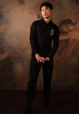 Black plain crepe shirt 4