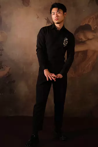 Black plain crepe shirt