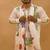 Handpaint kurta with ele and peacock and floral handpaint stole