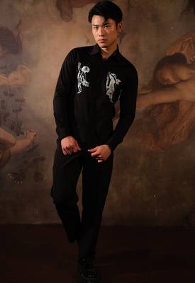 Black printed crepe shirt 2