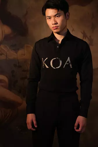 Black embroidered crepe shirt