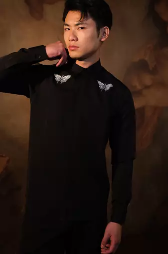 Black plain crepe shirt