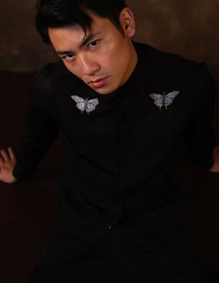 Black plain crepe shirt 3