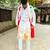 Golden deer handpaint kurta and red handpaint stole