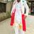 Golden deer handpaint kurta and red handpaint stole