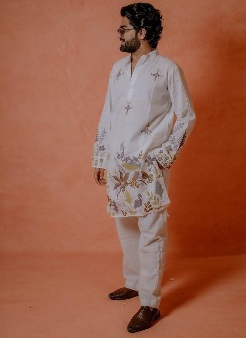Floral pastel handpaint kurta