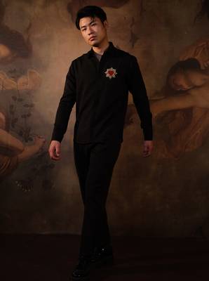 Black plain crepe shirt 2