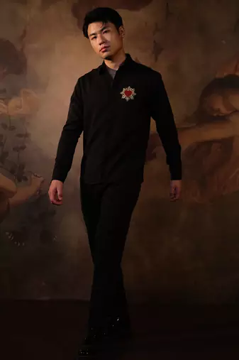 Black plain crepe shirt