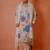 Floral multicolour handpaint kurta with mirror work stole