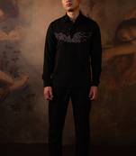 Black embroidered crepe shirt