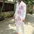 Floral maroon hanpaint kurta