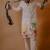 Elephant handpaint kurta with grey handpaint stole