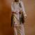Elephant handpaint kurta with grey handpaint stole