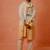 Cream to yellow handwork kurta with stole