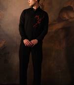 Black embroidered crepe shirt