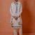 Blue mirror work kurta with handpaint stole