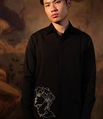 Black printed crepe shirt