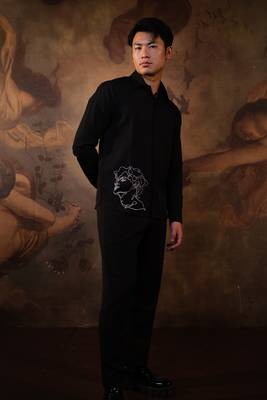 Black printed crepe shirt 3