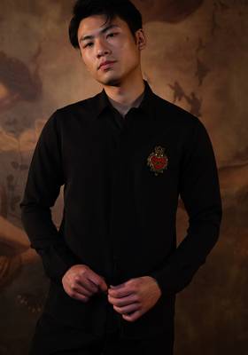 Black plain crepe shirt 1