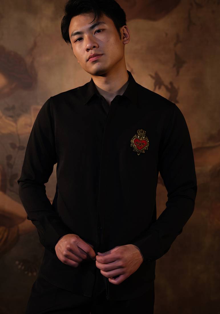 Black plain crepe shirt