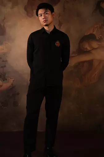 Black plain crepe shirt