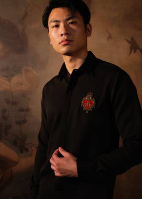 Black plain crepe shirt 4