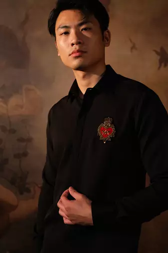 Black plain crepe shirt