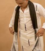 Black mirror work kurta with shibori stole