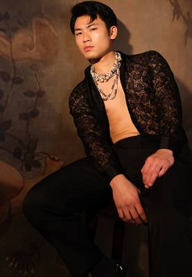 Black embroidered crepe shirt 2