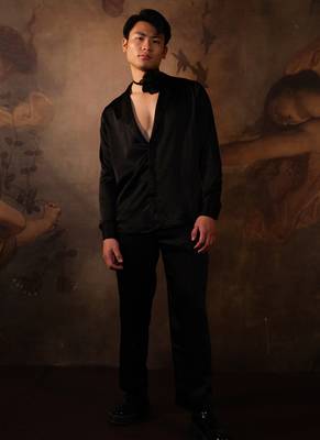 Black plain crepe shirt 1