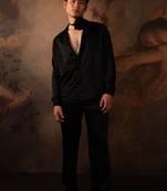 Black plain crepe shirt