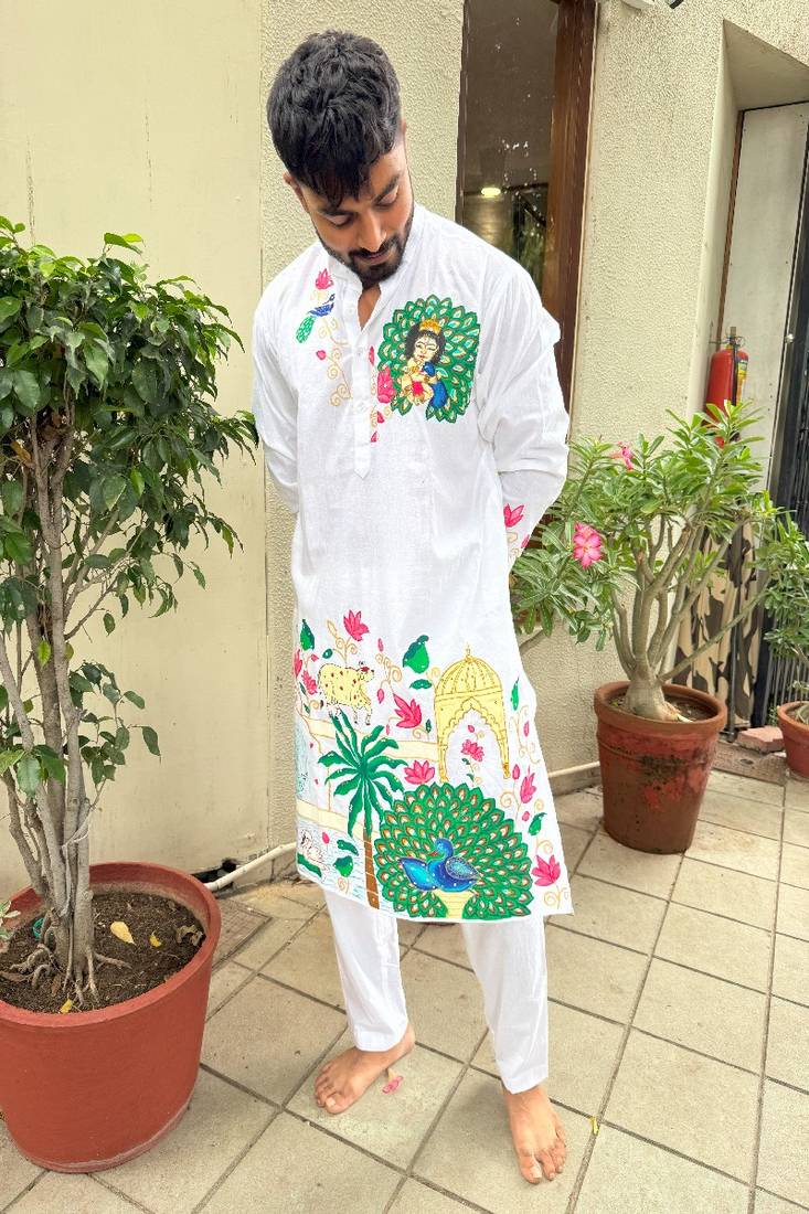 Balkrishna handpaint kurta