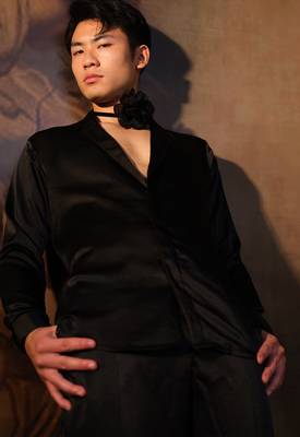 Black plain crepe shirt 2