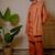 1111 wish motif rust kurta with stole
