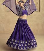 PURPLE READYMADE JACKET STYLE LEHENGA CHOLI