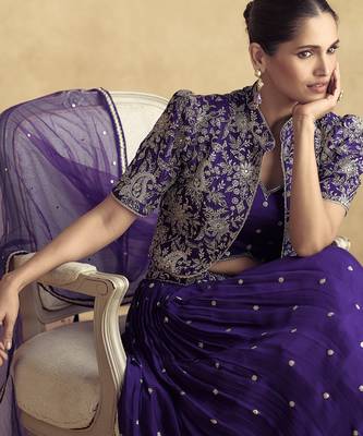 PURPLE READYMADE JACKET STYLE LEHENGA CHOLI 3
