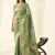 Sea green woven linen tissue silk saree