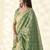 Sea green woven linen tissue silk saree