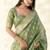 Sea green woven linen tissue silk saree