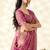 Dark pink woven linen tissue silk saree