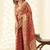 Dark orange woven linen tissue silk saree