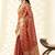 Dark orange woven linen tissue silk saree