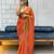 orange fendy silk blend diamond work saree with blouse