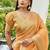 Orange linen saree with unstiched blouse