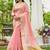 Pink linen saree with unstiched blouse