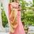 Pink linen saree with unstiched blouse