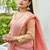 Pink linen saree with unstiched blouse