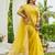 Yellow linen saree with unstiched blouse