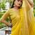 Yellow linen saree with unstiched blouse