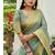 Firozi tissue saree with unstiched blouse
